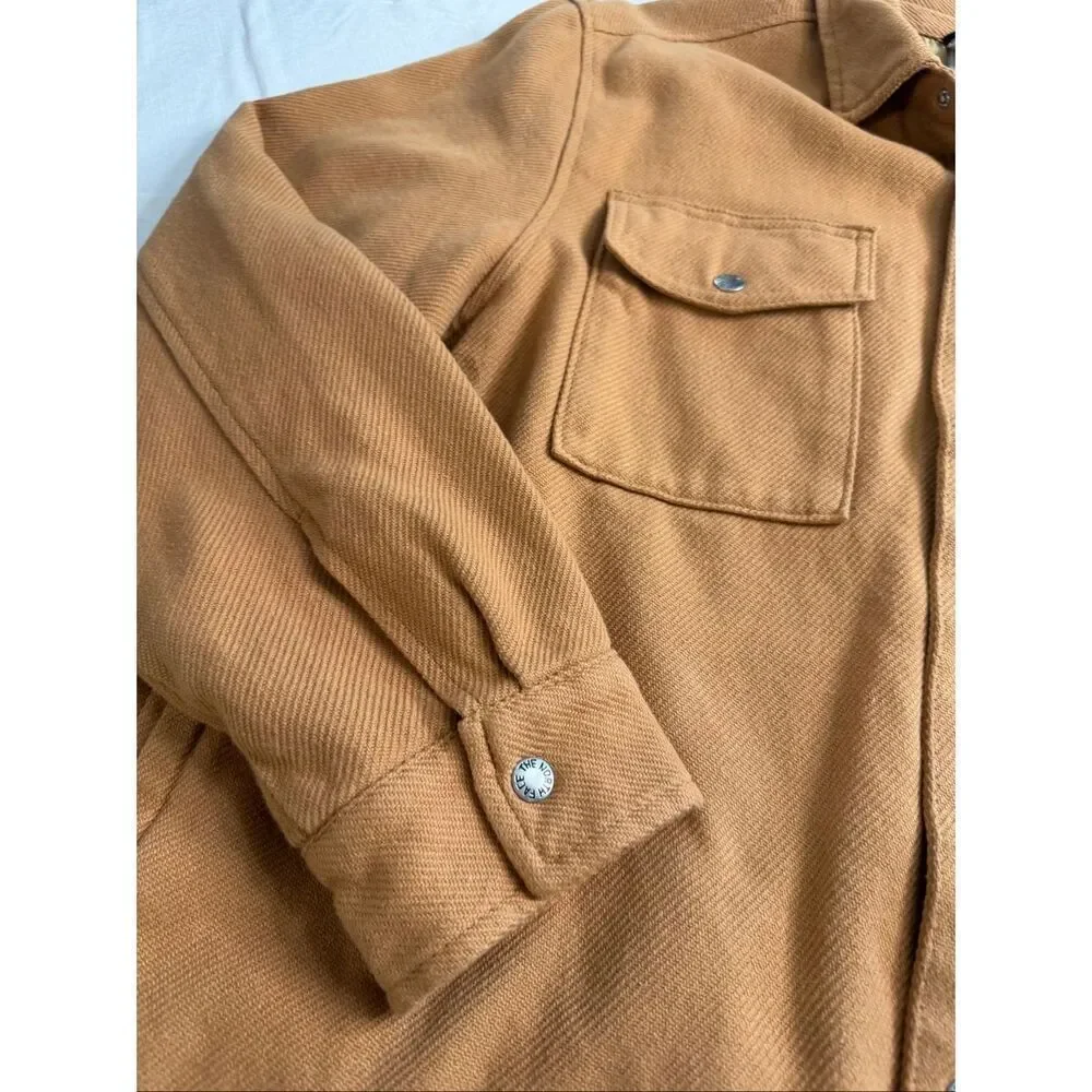 The North Face Heavyweight Shirt Jacket Shacket Snap Front Camel Brown Sz Large